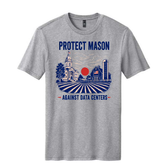 Protect Mason tee, front: the Mason courthouse and a barn over open farmland